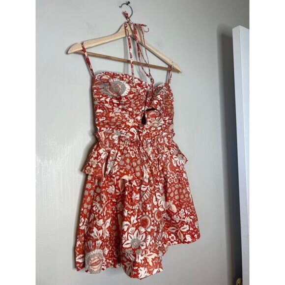 NWT Ulla Johnson Halter Neck Elastic Waist Isidro Romper Orange Blossom Size: 0 - Picture 3 of 10